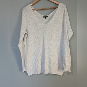 Dynamite Women's Small V-Neck‎ Cream Knit Long Sleeve Sweater